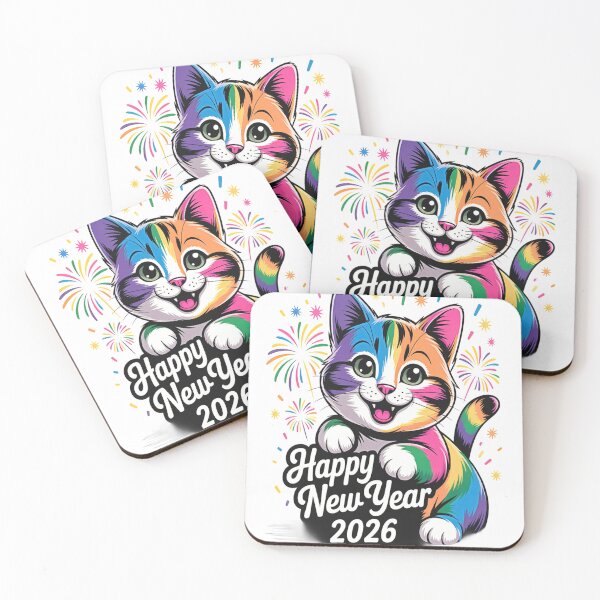Item preview, Rainbow Cat – Happy New Year 2026 Cute Colorful Celebration Art designed and sold by RBToper.