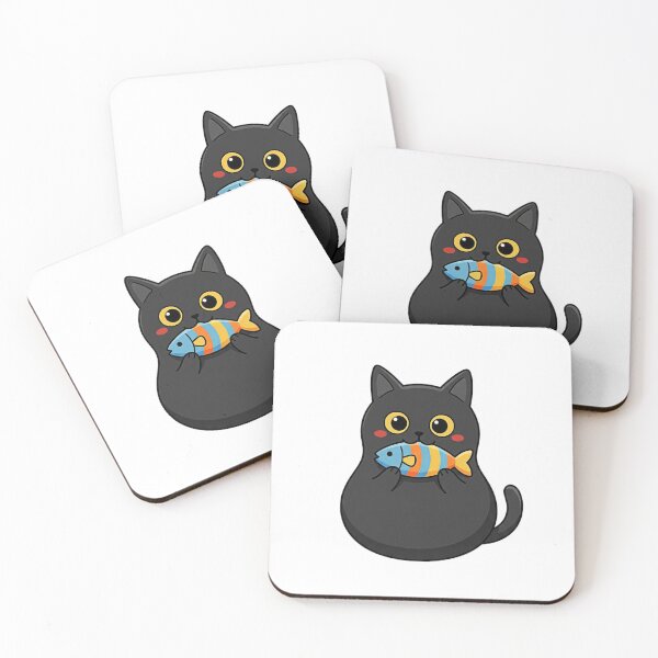 Item preview, Cute Cat Holding and Biting Fish designed and sold by JessieJoyStudio.