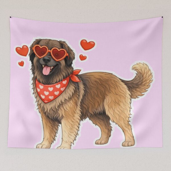 Item preview, Leonberger Dog with Hearts - Cute Cartoon Style designed and sold by GoodyPaws.