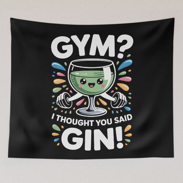 Item preview, Gym I Thought You Said Gin Funny Workout Alcohol Design designed and sold by EM&Maker.