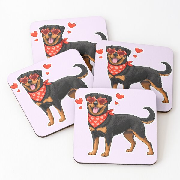 Item preview, Perro Rottweiler con corazones - Lindo estilo de dibujos animados designed and sold by GoodyPaws.