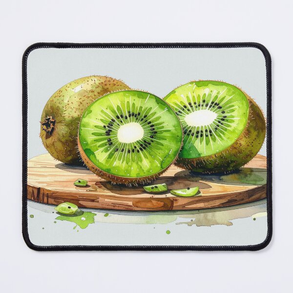Item preview, Sliced green kiwi on a wooden board in watercolor style designed and sold by LiskoDesign.