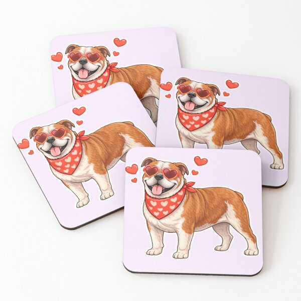 Item preview, English Bulldog with Hearts - Cute Cartoon Style designed and sold by GoodyPaws.