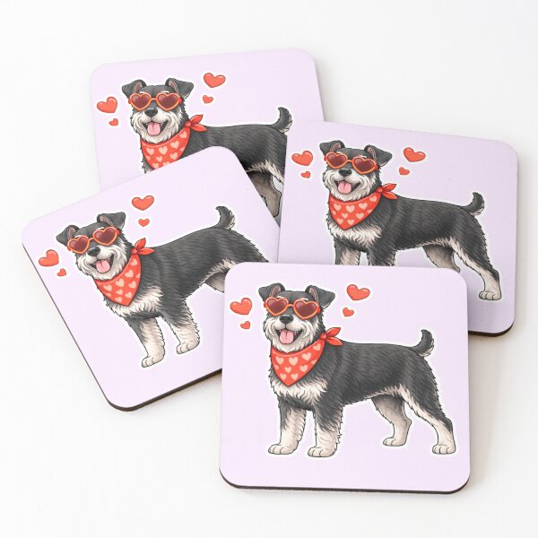 Item preview, Miniature Schnauzer with Hearts - Cute Cartoon Style designed and sold by GoodyPaws.