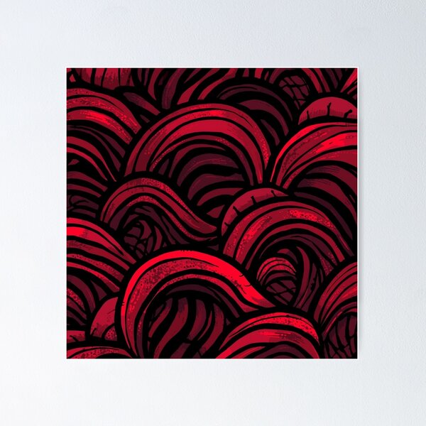 Item preview, Red Abstract Wave Pattern with Ornamental Flow designed and sold by WhereHopeBlooms.