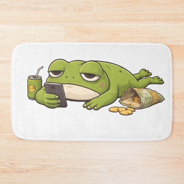 Item preview, Lazy Frog Scrolling on Phone – Relatable Cute Frog Cartoon designed and sold by SoulenCify.