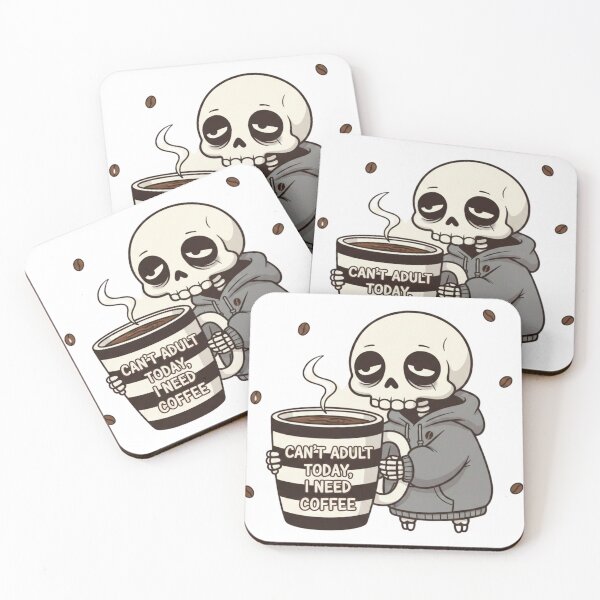 Item preview, Can’t Adult Today – Funny Skeleton Coffee Cartoon designed and sold by Fersworks Bar. ⭐⭐⭐⭐⭐.