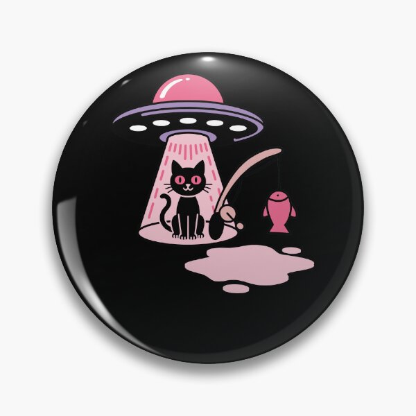 Item preview, Kawaii Fishing Cat Alien UFO Abduction Illustration designed and sold by StaticMood.