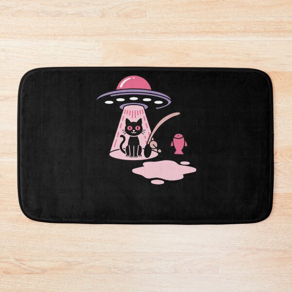 Item preview, Kawaii Fishing Cat Alien UFO Abduction Illustration designed and sold by StaticMood.