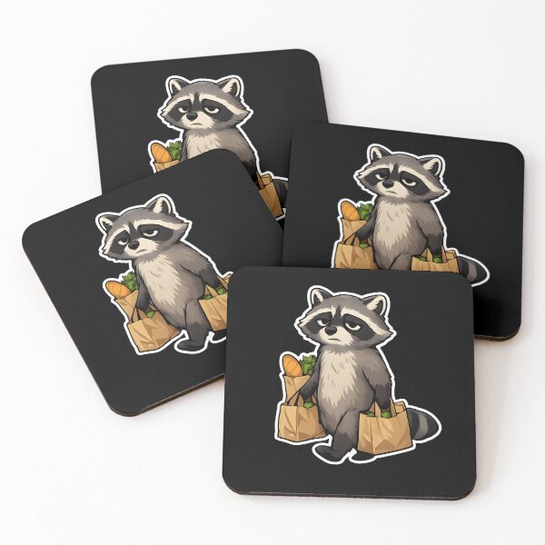 Item preview, Tired Raccoon with Groceries designed and sold by Orca Chuckle Studios.