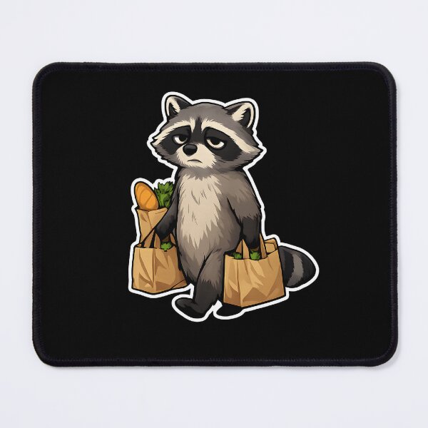 Item preview, Tired Raccoon with Groceries designed and sold by Orca Chuckle Studios.
