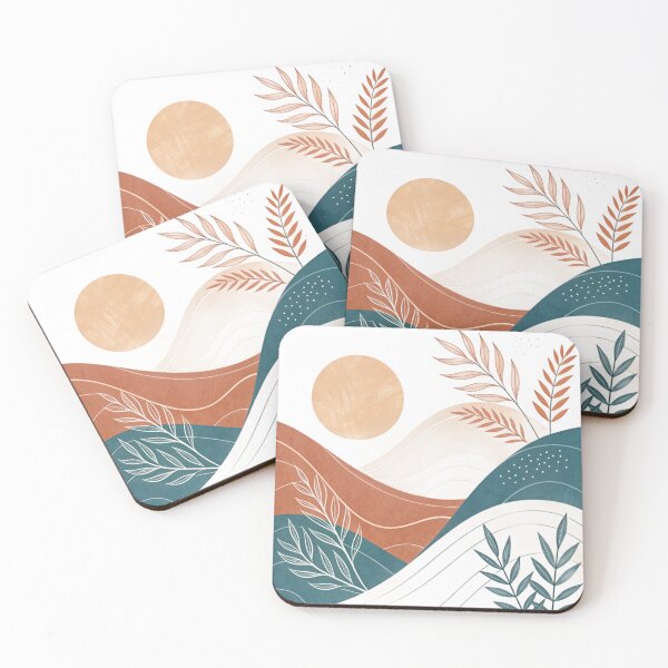 Item preview, Abstract Boho Landscape – Warm Terracotta & Teal Minimalist Nature Art designed and sold by VivoStudio.