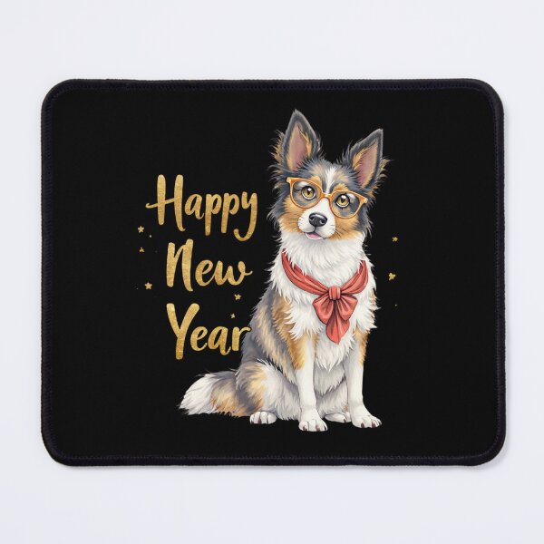 Item preview, Happy New Year Dog Illustration – Cute Holiday New Year Art designed and sold by FluffinCool.