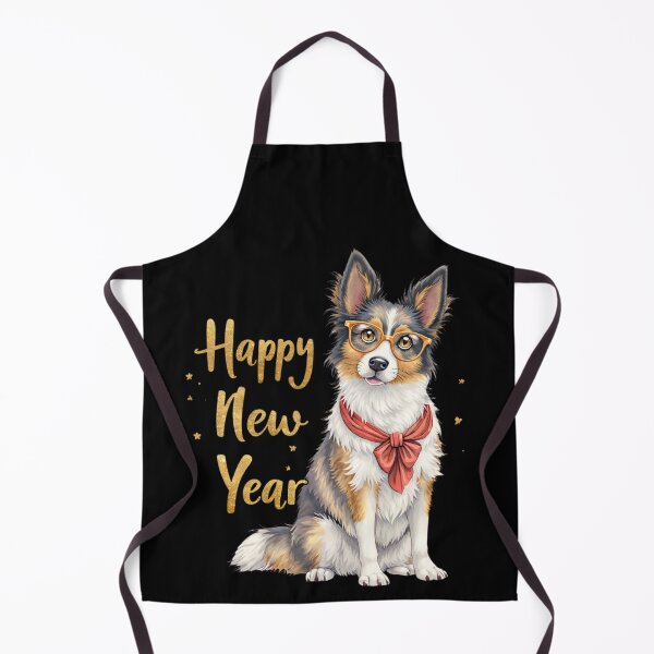 Item preview, Happy New Year Dog Illustration – Cute Holiday New Year Art designed and sold by FluffinCool.