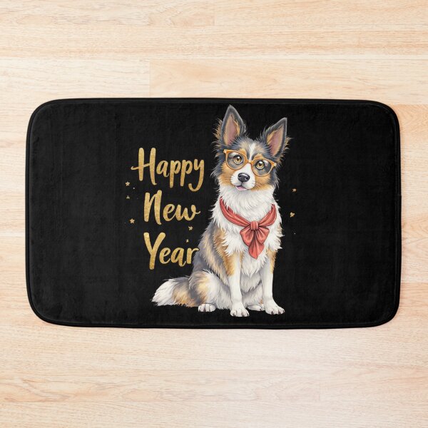Item preview, Happy New Year Dog Illustration – Cute Holiday New Year Art designed and sold by FluffinCool.