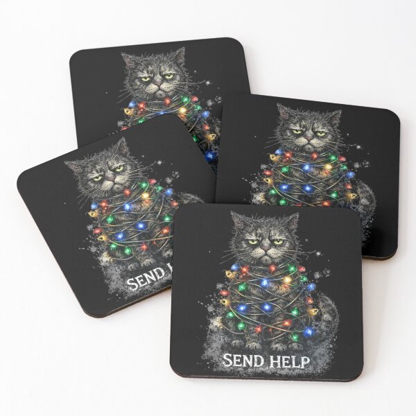 Item preview, Send Help Cat Christmas Design – Funny Grumpy Cat Holiday Art designed and sold by FluffinCool.