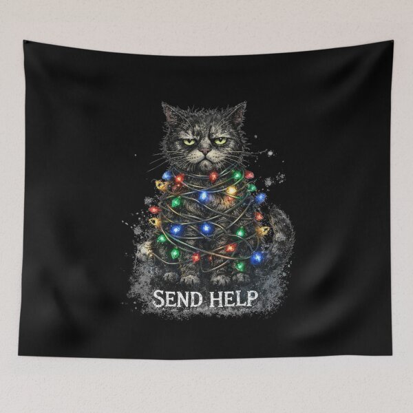 Item preview, Send Help Cat Christmas Design – Funny Grumpy Cat Holiday Art designed and sold by FluffinCool.