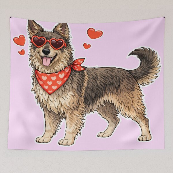 Item preview, Picardy Sheepdog with Hearts - Cute Cartoon Style designed and sold by GoodyPaws.