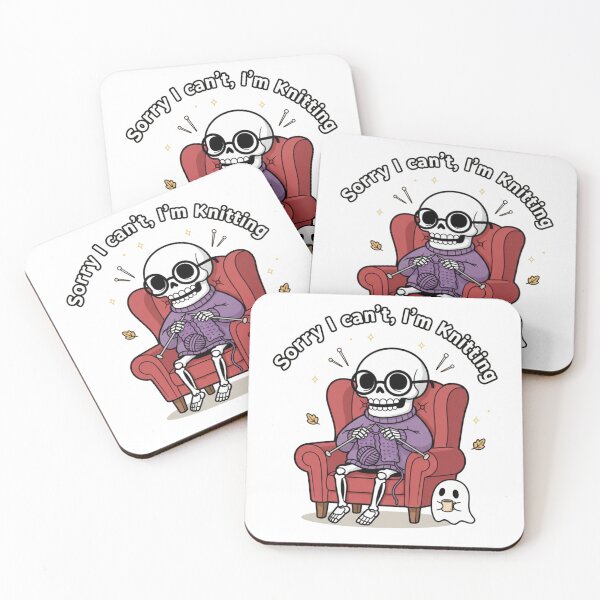 Item preview, Sorry I Can’t, I’m Knitting – Cute Skeleton Hobby Cartoon designed and sold by Fersworks Bar. ⭐⭐⭐⭐⭐.