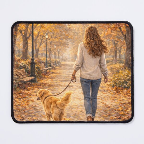 Item preview, Gentle Autumn Walk with a Dog designed and sold by MIArt Studio.