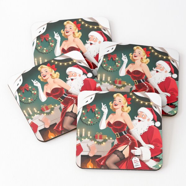 Item preview, Dear Santa, I Can Explain – Retro Christmas Pin-Up Illustration designed and sold by Lightning-Lace.