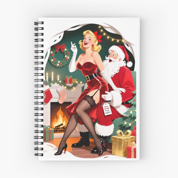 Item preview, Dear Santa, I Can Explain – Retro Christmas Pin-Up Illustration designed and sold by Lightning-Lace.