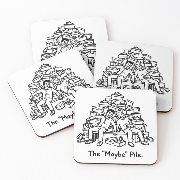 Item preview, The “Maybe” Pile – Gay Couple Shopping Marathon (LGBTQ+ Black & White Line Art) designed and sold by Elando1212.