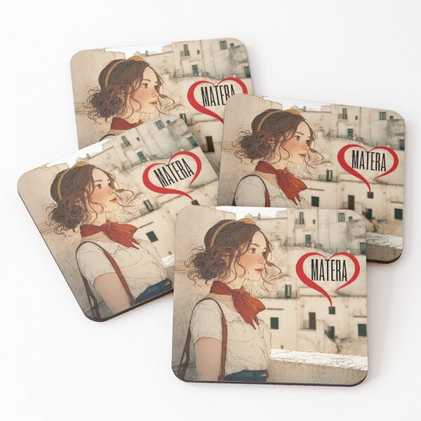 Item preview, Matera Italy Travel Poster - Woman in Red Scarf Illustration designed and sold by Banal25.