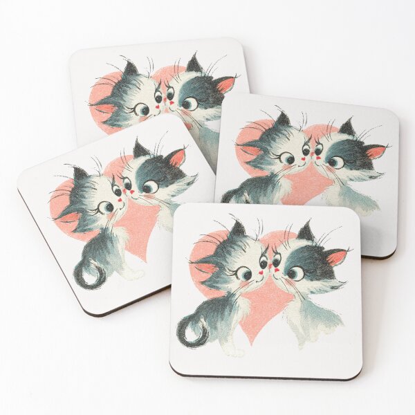Item preview, Vintage Valentines day kittens designed and sold by MendaciousMina.