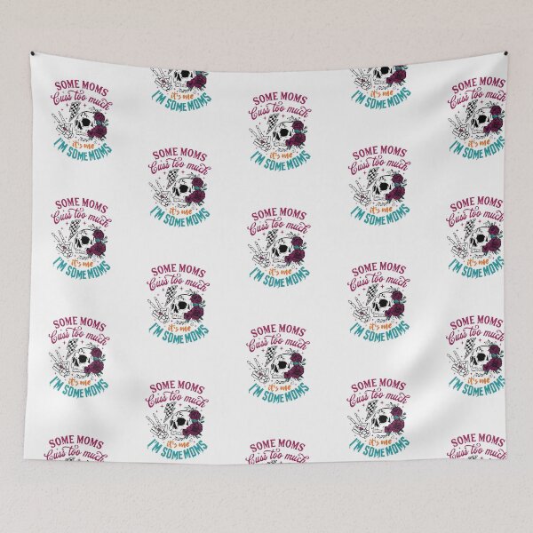 Item preview, Some Moms Cuss Too Much — Sassy Skull & Peony Motherhood Typography designed and sold by Colorful-Garden.