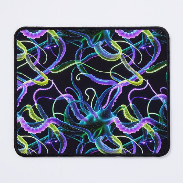 Item preview, Bioluminescent Neural Abyss Techno-Organic Pattern designed and sold by SketchNStyle.