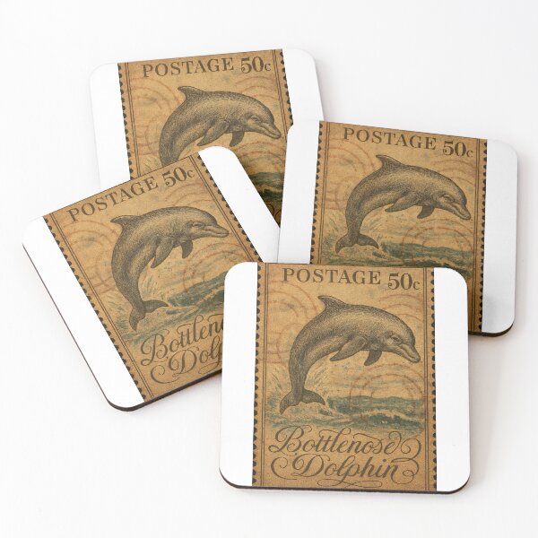 Item preview, Ocean Grace: Bottlenose Dolphin in Vintage Postage Style designed and sold by ForeverPrintsOK.