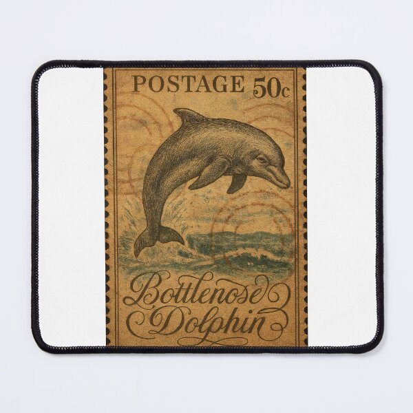 Item preview, Ocean Grace: Bottlenose Dolphin in Vintage Postage Style designed and sold by ForeverPrintsOK.