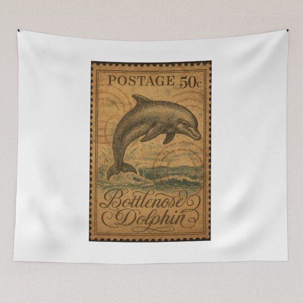 Item preview, Ocean Grace: Bottlenose Dolphin in Vintage Postage Style designed and sold by ForeverPrintsOK.