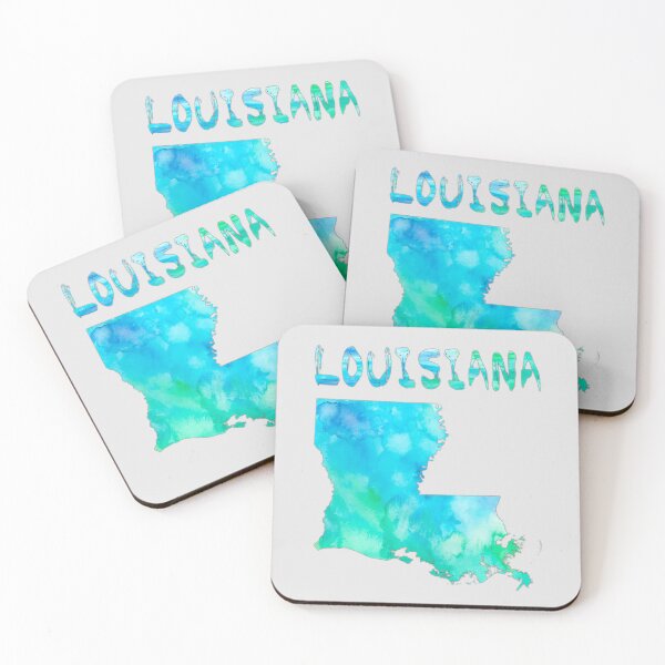 Item preview, Louisiana Watercolor State Outline - Artistic Teal & Blue Map designed and sold by mashmosh.