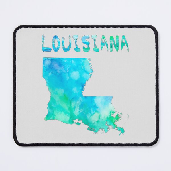 Item preview, Louisiana Watercolor State Outline - Artistic Teal & Blue Map designed and sold by mashmosh.