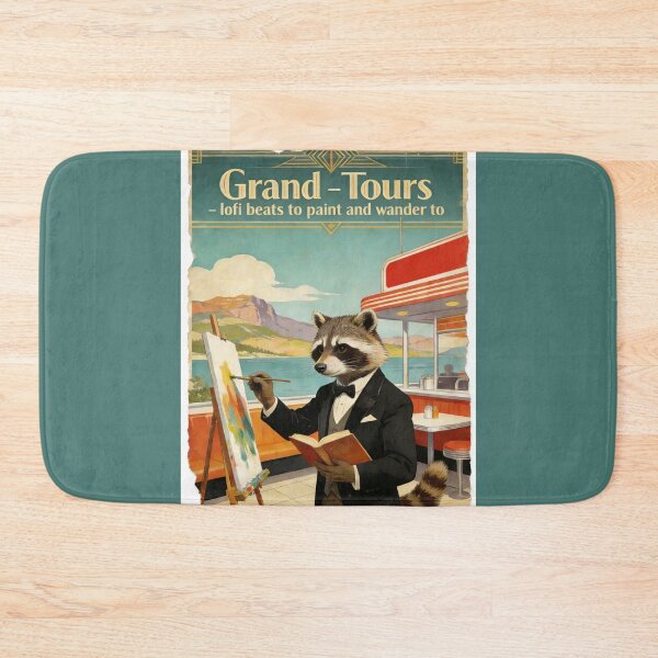 Item preview, Dapper Raccoon Artist – Vintage Art Deco LoFi Poster Aesthetic designed and sold by Cherrydora.
