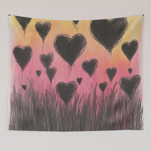 Item preview, Hearts float above a dark field designed and sold by Mianku | Für das Leben.