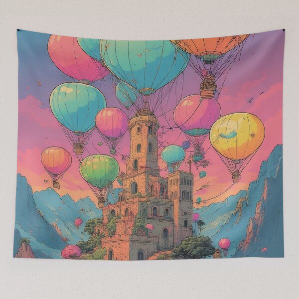 Item preview, Castle in the clouds with balloons designed and sold by Mianku | Für das Leben.