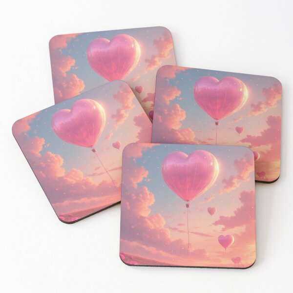 Item preview, Pink heart-shaped balloons in a romantic sky designed and sold by Mianku | Für das Leben.