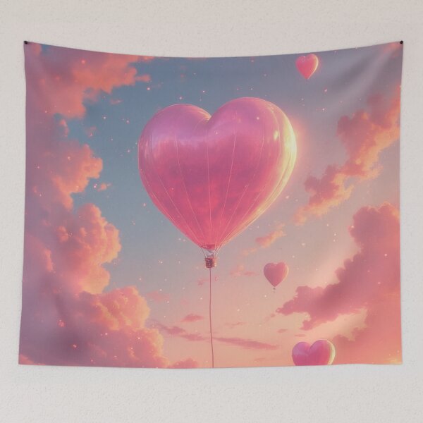 Item preview, Pink heart-shaped balloons in a romantic sky designed and sold by Mianku | Für das Leben.