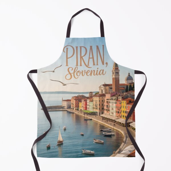 Item preview, Piran, Slovenia Travel Poster – Colorful Seaside Harbor Illustration designed and sold by Timeless Design.