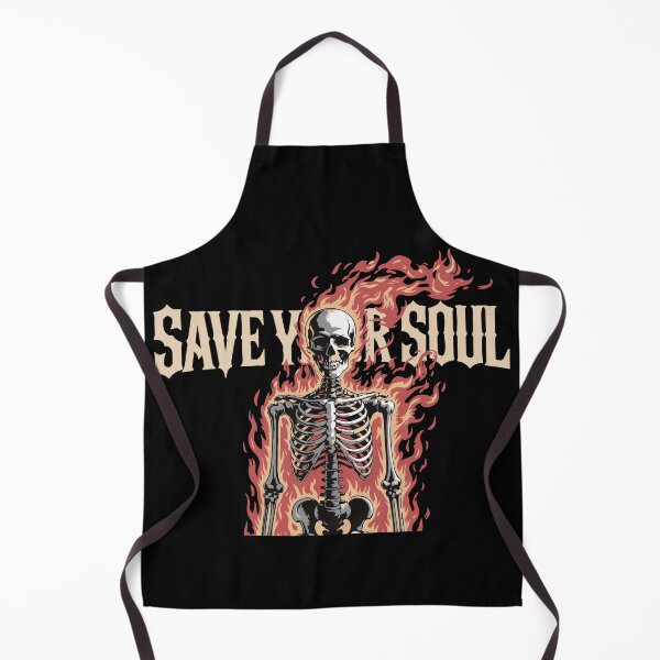 Item preview, Save Your Soul – Flaming Skeleton Dark Gothic Illustration designed and sold by TeeLabDesign.