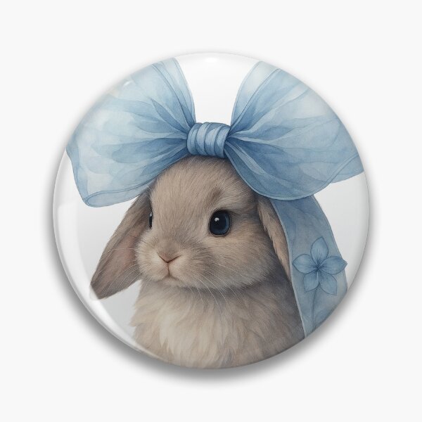 Item preview, Cute Bunny with Blue Bow – Kawaii Pastel Plush Illustration designed and sold by artbaby30.