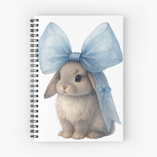 Item preview, Cute Bunny with Blue Bow – Kawaii Pastel Plush Illustration designed and sold by artbaby30.