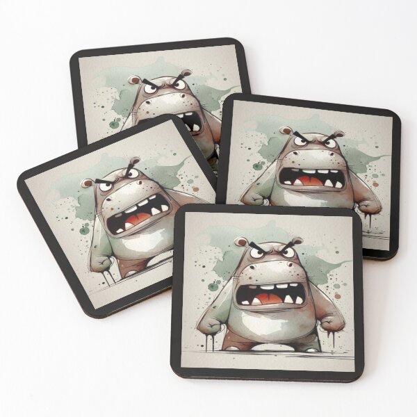Item preview, Drawing of angry cartoon hippo  character  designed and sold by NivyasArtistry.