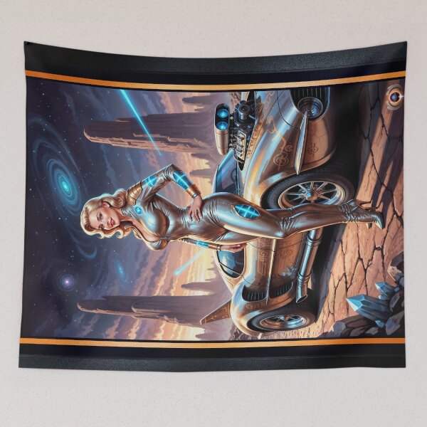Item preview, Retro-Futuristic Portrait Of Suralia Valdis By Telivus Cruiser Alluring AI Concept Art by Xzendor7 designed and sold by Xzendor7 Digital Art Creations.