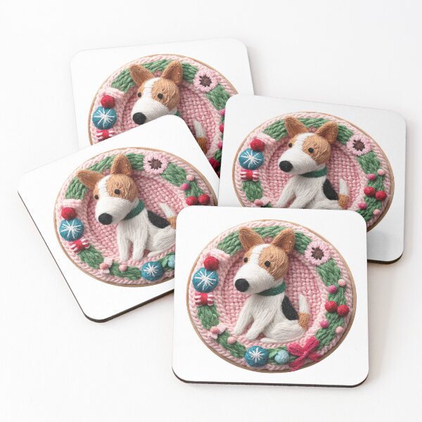 Item preview, Fox terrier Christmas embroidery style illustration designed and sold by olenapetol.