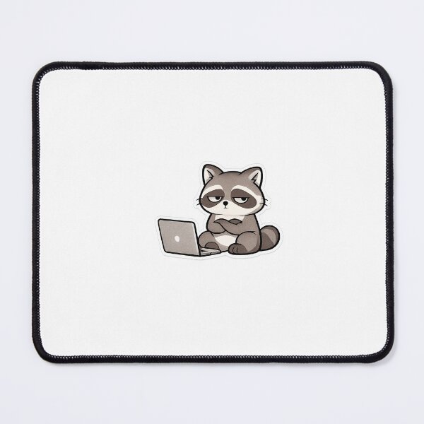 Item preview, Kawaii raccoon looking tired at work – Burnout Pro Sticker designed and sold by Ipzard1.