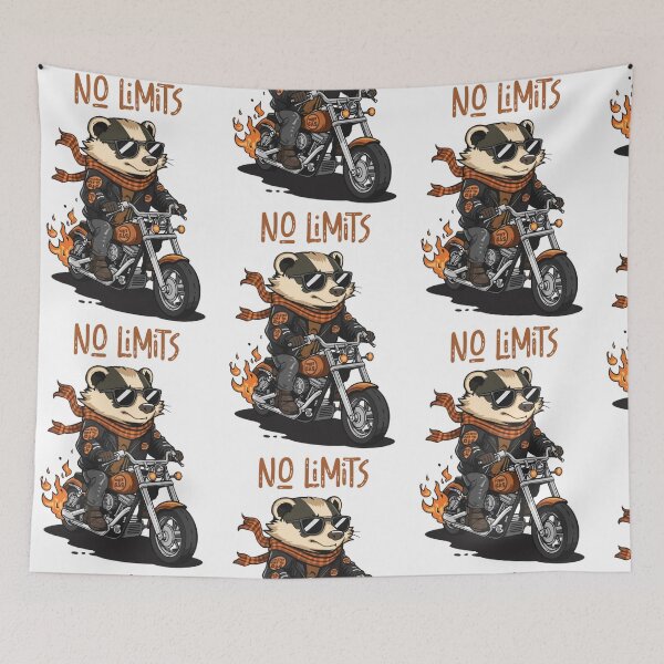 Item preview, Cool Badger Biker Riding Motorcycle with Flames Design designed and sold by HorizonStores.